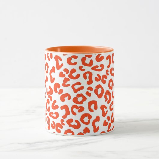 Cheetah Animal Print in Oranje en witte Mok (Midden)