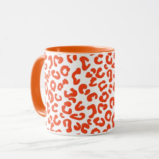 Cheetah Animal Print in Oranje en witte Mok (Voorkant links)