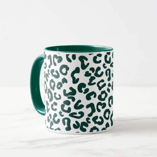 Cheetah Animal Print in Pine Green and White Mok (Voorkant links)