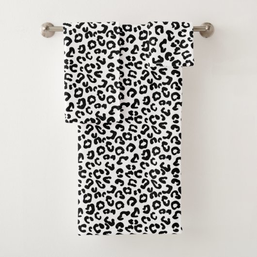Cheetah Animal Print in zwart-wit Bad Handdoek (Insitu)