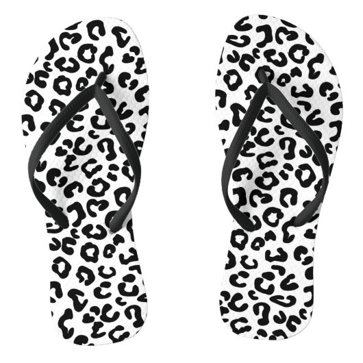 Cheetah Animal Print in zwart-wit Teenslippers (Voetbed)