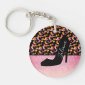 Cheetah Animal Print Pink Pearl HielSleutelhanger Sleutelhanger (Voorkant)