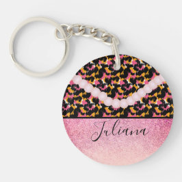 Cheetah Animal Print Pink Pearl Sleutelhanger