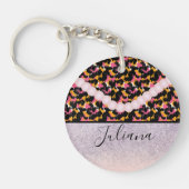 Cheetah Animal Print Pink Pearl Sleutelhanger (Voorkant)