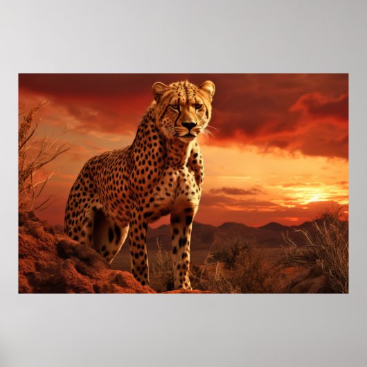 Cheetah Animal Wildlife Wilderness Kleurrijke kuns Poster (Voorkant)