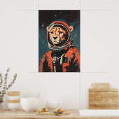 Cheetah Astronaut Poster, Cheetah Retro Print (Keuken)