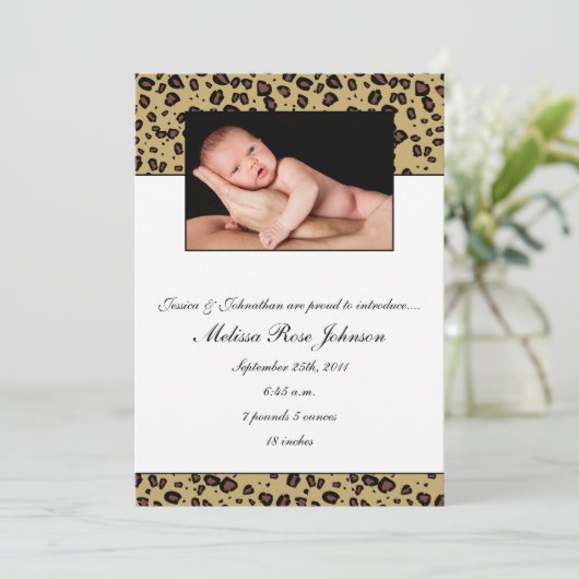 Cheetah Baby Birth Aankondiging (Staand voorkant)