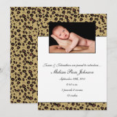 Cheetah Baby Birth Aankondiging (Voorkant / Achterkant)