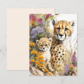Cheetah Baby en mam Flat Kaart (Voorkant / Achterkant)