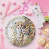 Cheetah Baby en mam Papieren Bordje (Feest)