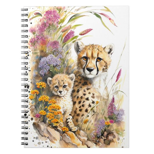 Cheetah Baby en mam School Kantoor Notitieboek Gif (Voorkant)