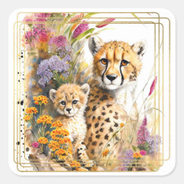 Cheetah Baby en mam Sticker