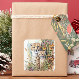 Cheetah Baby en mam Sticker