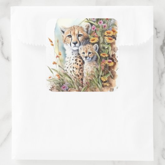 Cheetah Baby en mam Sticker (Tas)