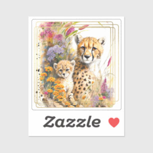 Cheetah Baby en mam Sticker