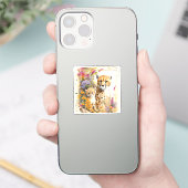 Cheetah Baby en mam Sticker (Telefoon)