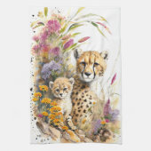 Cheetah Baby en mam Theedoek (Verticaal)