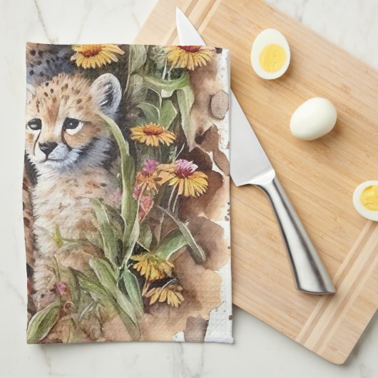 Cheetah Baby en mam Theedoek (Quarter Fold)