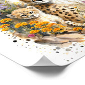Cheetah Baby en mam Waterverf schilderen Poster (Hoek)
