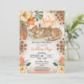 Cheetah Baby shower Invitation Safari Baby Kaart (Staand voorkant)