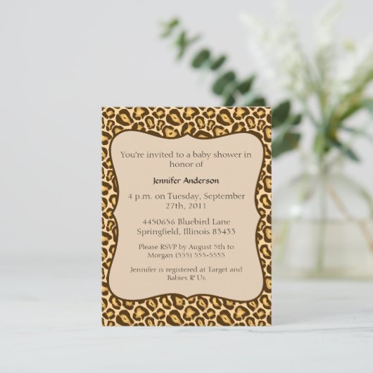 Cheetah Baby shower Kaart (Staand voorkant)