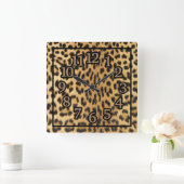Cheetah Big Cat Animal Print Vierkante Klok (Huis)