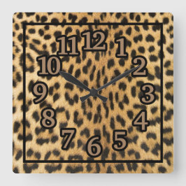 Cheetah Big Cat Animal Print Vierkante Klok