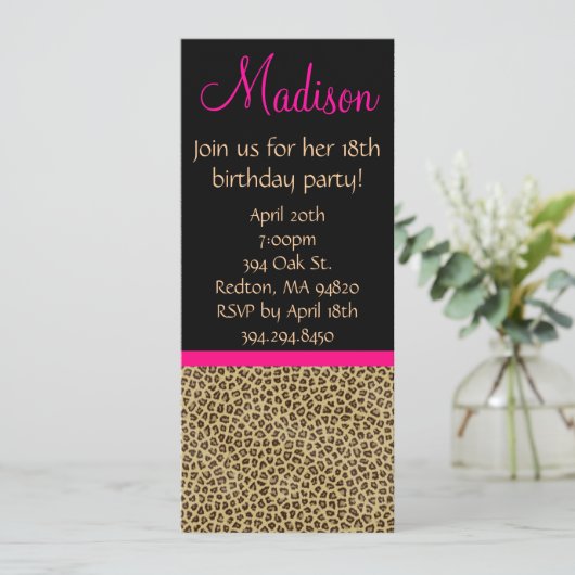 Cheetah Birthday Uitnodiging (Staand voorkant)