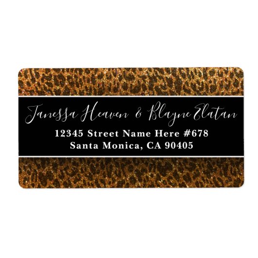 Cheetah Black Gold Glitter Luipaard Dierenprint La Etiket (Voorkant)