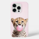 Cheetah Blowing Pink Bubble Gum Telefoon Case (Achterkant)
