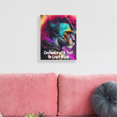 Cheetah Blue Pink Weirdcore Rainbow Punk Mohawk Canvas Afdruk (Insitu (Woonkamer))