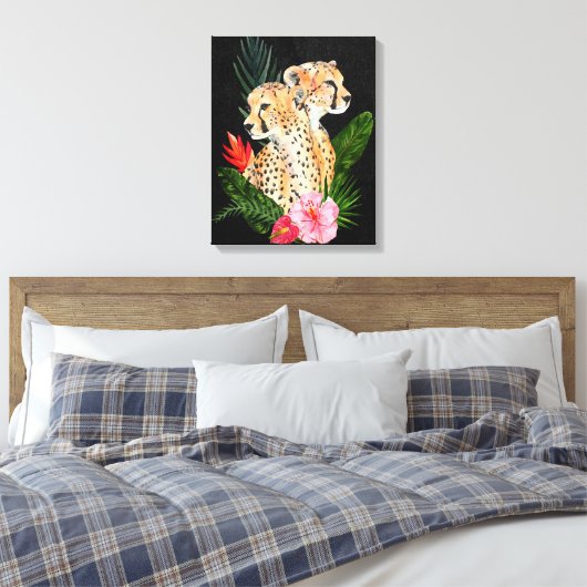 Cheetah Bouquet 2 Canvas Afdruk (Insitu (Slaapkamer))