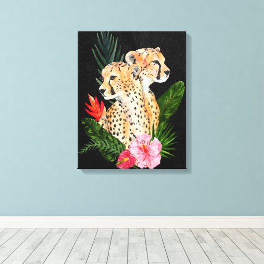 Cheetah Bouquet 2 Canvas Afdruk (Insitu (Houten vloer))