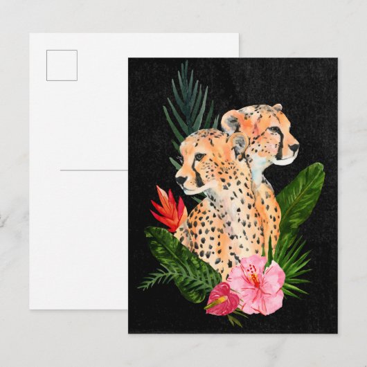 Cheetah Bouquet Briefkaart (Voorkant / Achterkant)