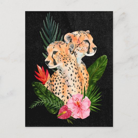 Cheetah Bouquet Briefkaart (Voorkant)