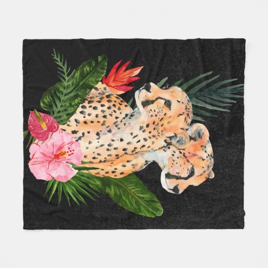 Cheetah Bouquet Fleece Deken (Voorkant (Horizontaal))