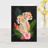 Cheetah Bouquet Kaart (Gele Bloem)