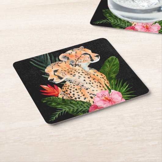 Cheetah Bouquet Kartonnen Onderzetters (Schuin)
