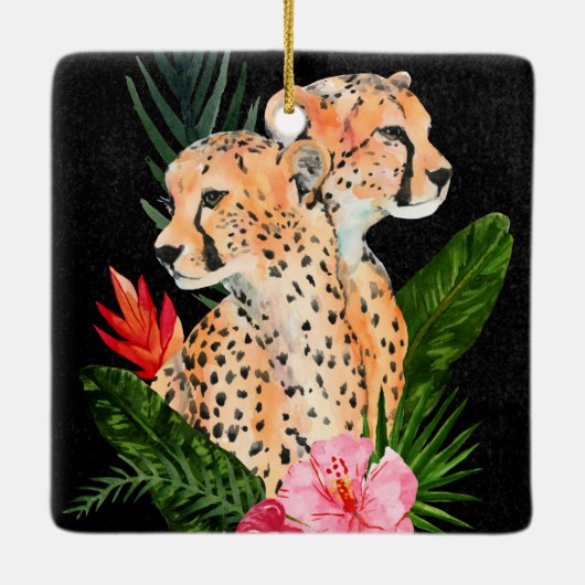 Cheetah Bouquet Keramisch Ornament (Achterkant)