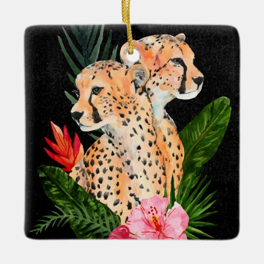 Cheetah Bouquet Keramisch Ornament (Voorkant)