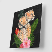 Cheetah Bouquet Vierkante Klok (Hoek)