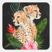 Cheetah Bouquet Vierkante Sticker (Voorkant)