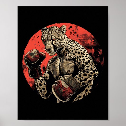Cheetah Boxer Fighter Boxing Poster (Voorkant)