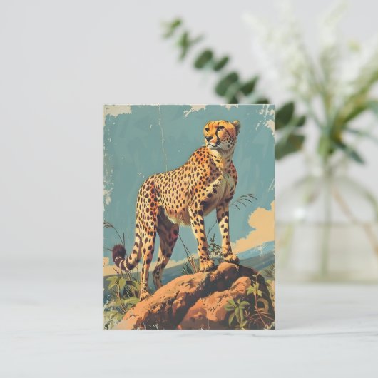  Cheetah Briefkaart (Staand voorkant)