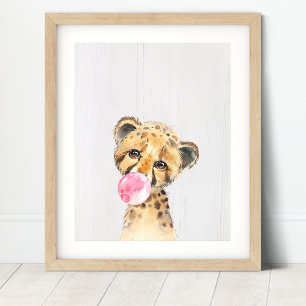 Cheetah Bubble Jungle Safari-kinderkamer Kunstprin Poster