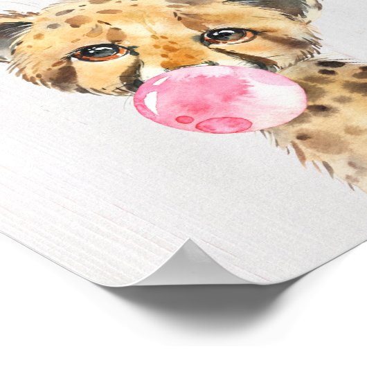 Cheetah Bubble Oerwoud Safari Nursery Art Print (Hoek)