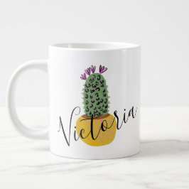 Cheetah Cactus Illustratie Naam Reuzen Koffiemok Grote Koffiekop