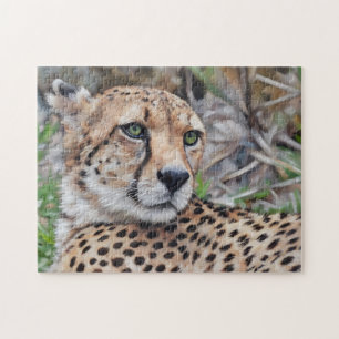 Cheetah Cat Wild Art Natuur Puzzel