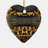 Cheetah Charm Monogram Keramisch Ornament (Rechts)