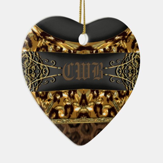 Cheetah Charm Monogram Keramisch Ornament (Rechts)